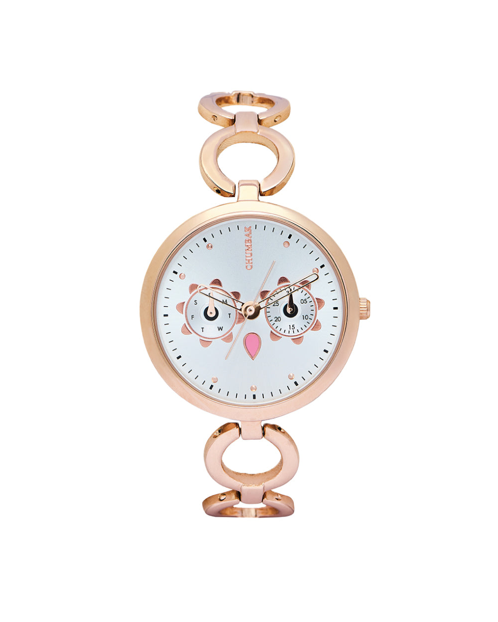 Hoot Metal Bracelet Watch | Rosegold  with Silver Dial