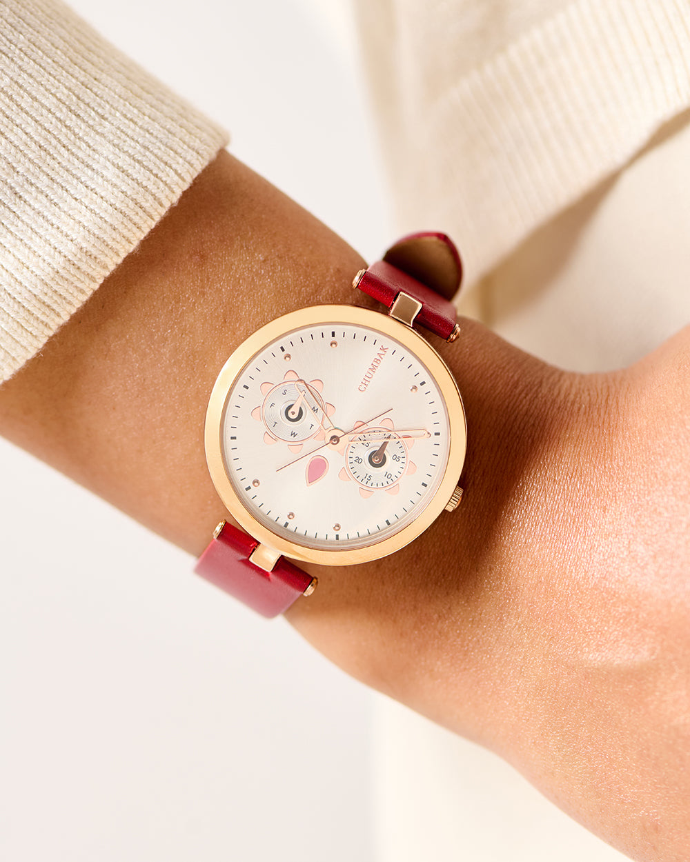 Hoot Leather Strap Watch | Maroon Strap