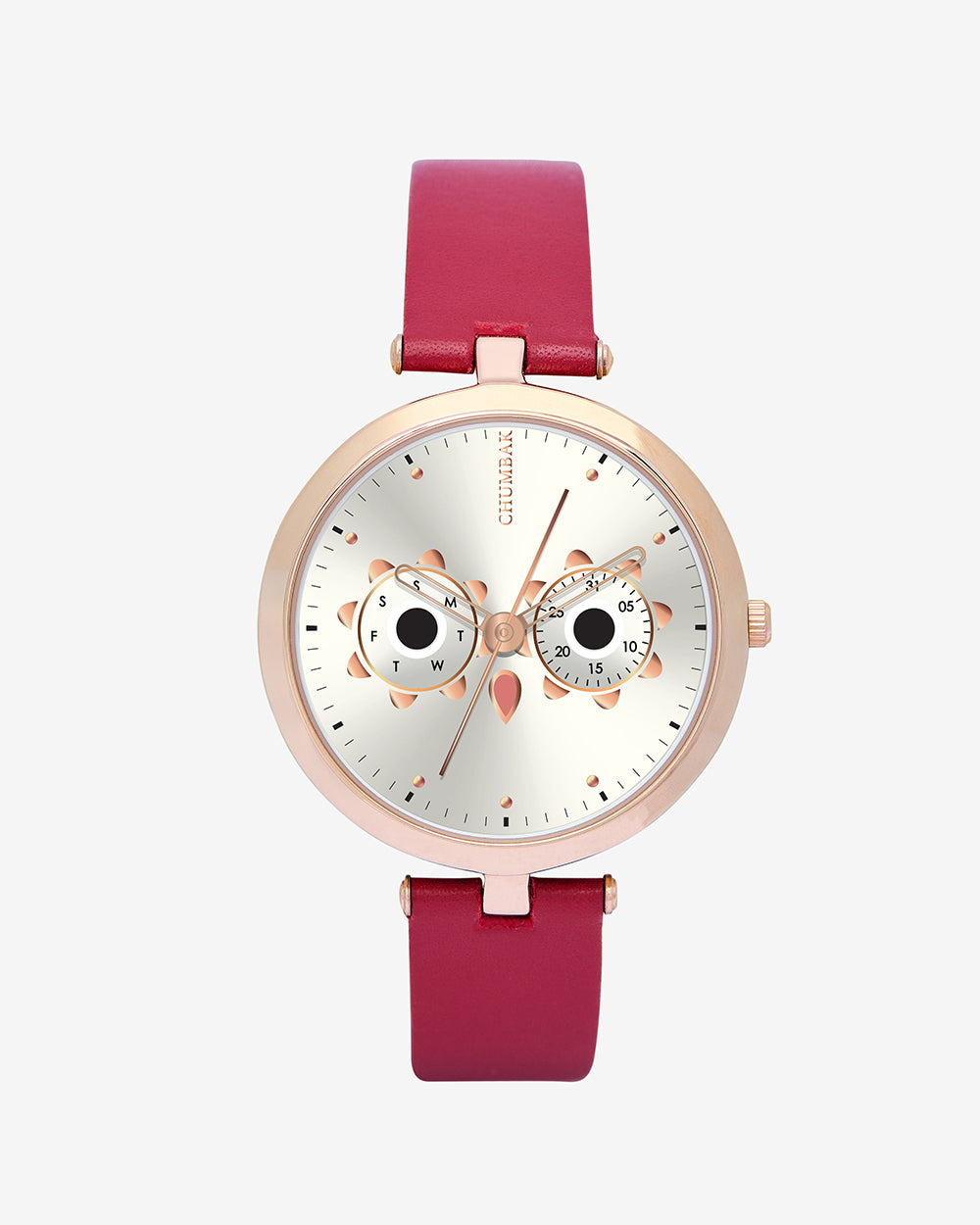 Hoot Leather Strap Watch | Maroon Strap