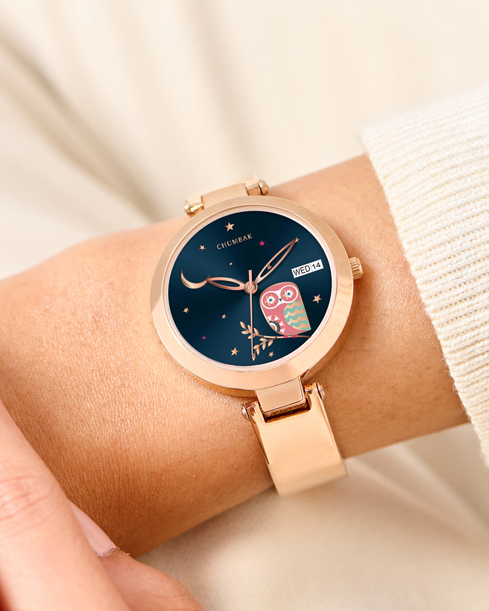 Nocturnal Metal Watch | Rosegold with Navy Dial