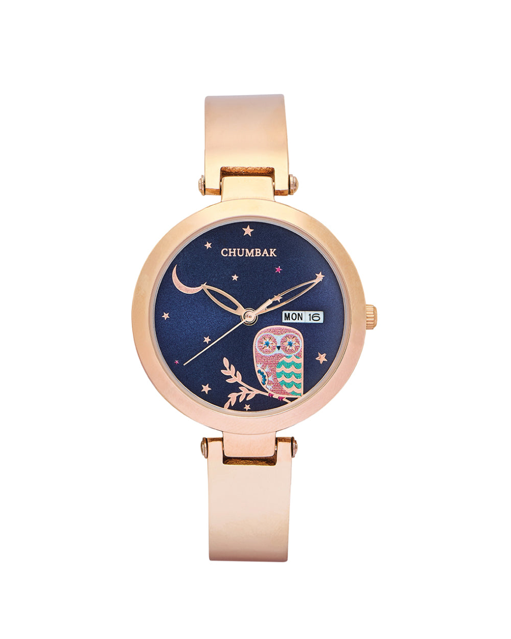 Nocturnal Metal Watch | Rosegold with Navy Dial