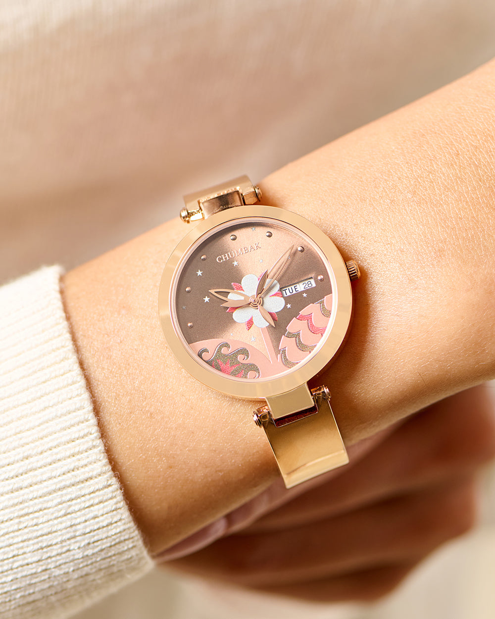 Bloom Metal Watch | Rosegold with Brown Dial