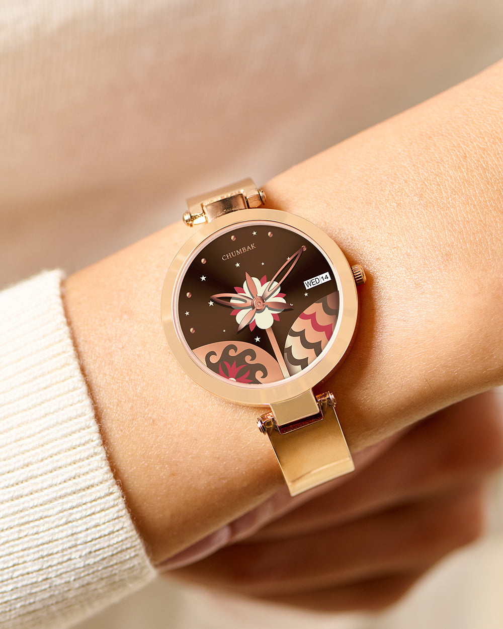 Bloom Metal Watch | Rosegold with Brown Dial