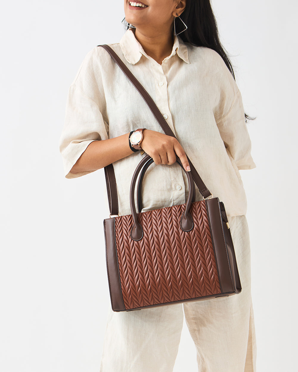 Mocha Weave Handbag