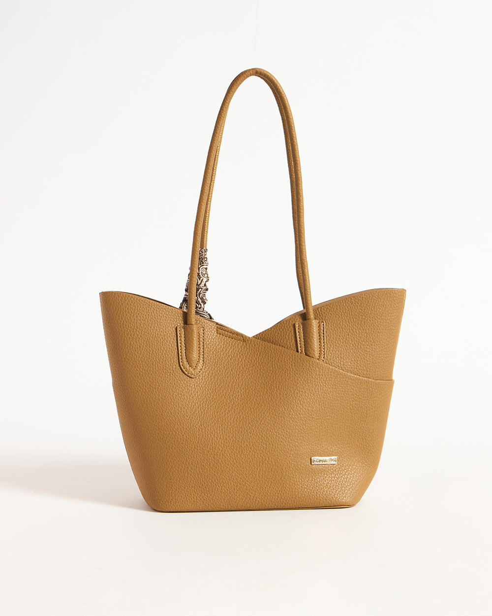 Sand Tote with Shoulder Strap & Scarf | Tan