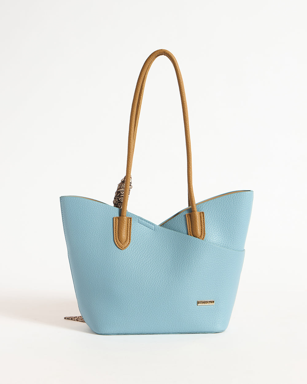 Skies Tote with Shoulder Strap & Scarf  |Powder Blue