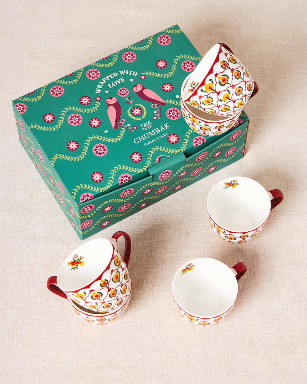 Suzani Jaali Mugs Gift Set of 6 | Comes in a Gift Box