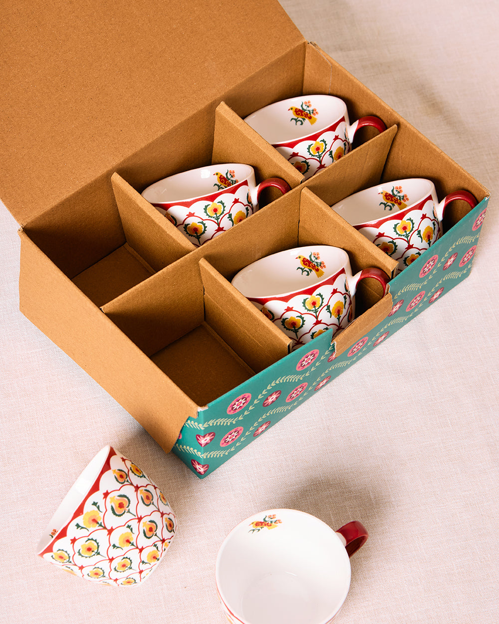 Suzani Jaali Mugs Gift Set of 6 | Comes in a Gift Box