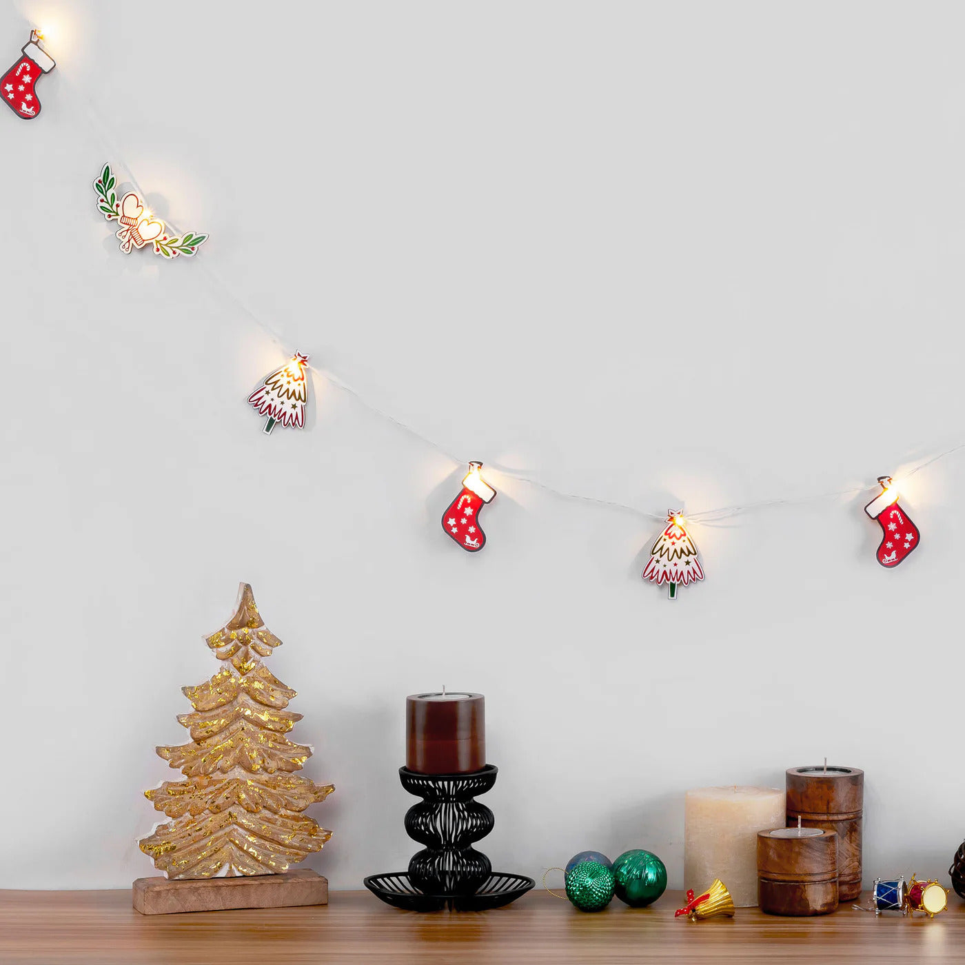 X'mas Charms Wooden  String Light