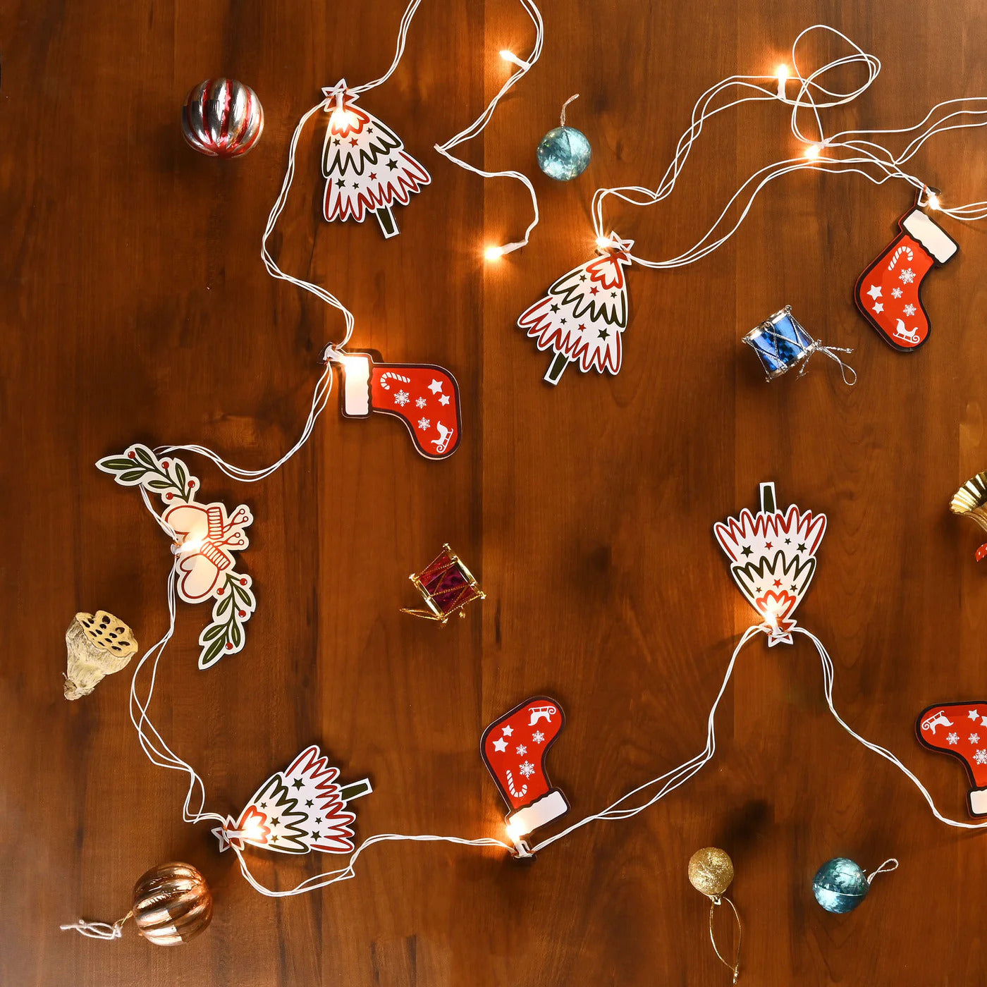 X'mas Charms Wooden  String Light