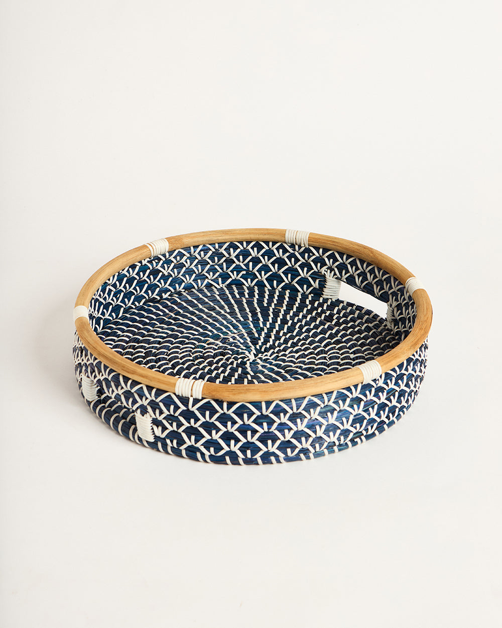 Bali Seagrass Tray, Blue - 40 cm