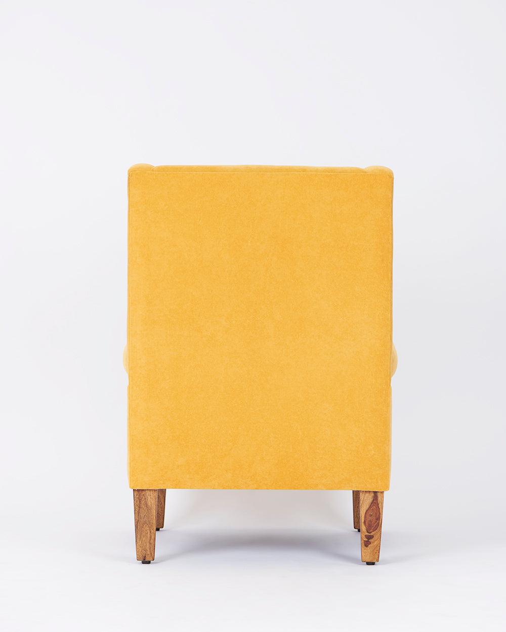 Chumbak Begum Wing Chair Velvet - Mustard