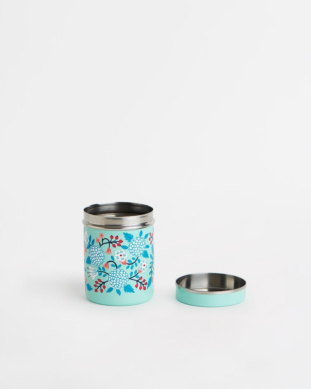 Chumbak Blue Floral Steel Storage Jar