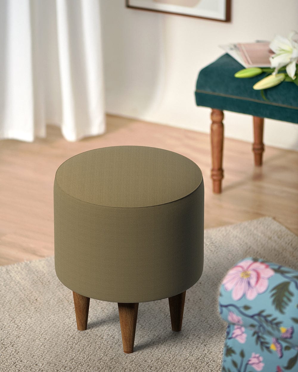 Chumbak French Pouffe - Beach Beige