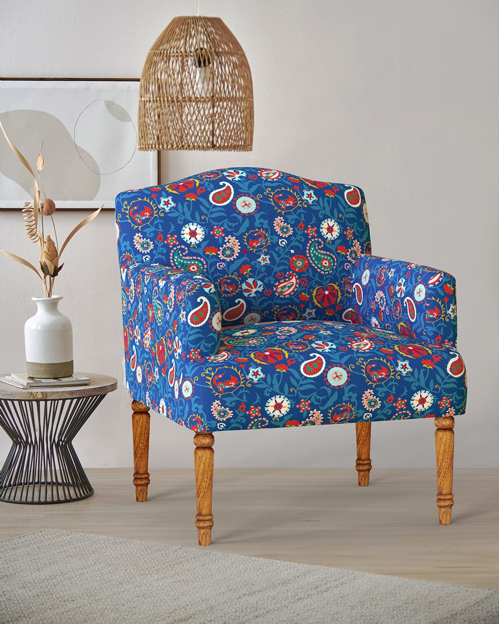 Chumbak Nawaab Arm Chair - India Paisleys Blue