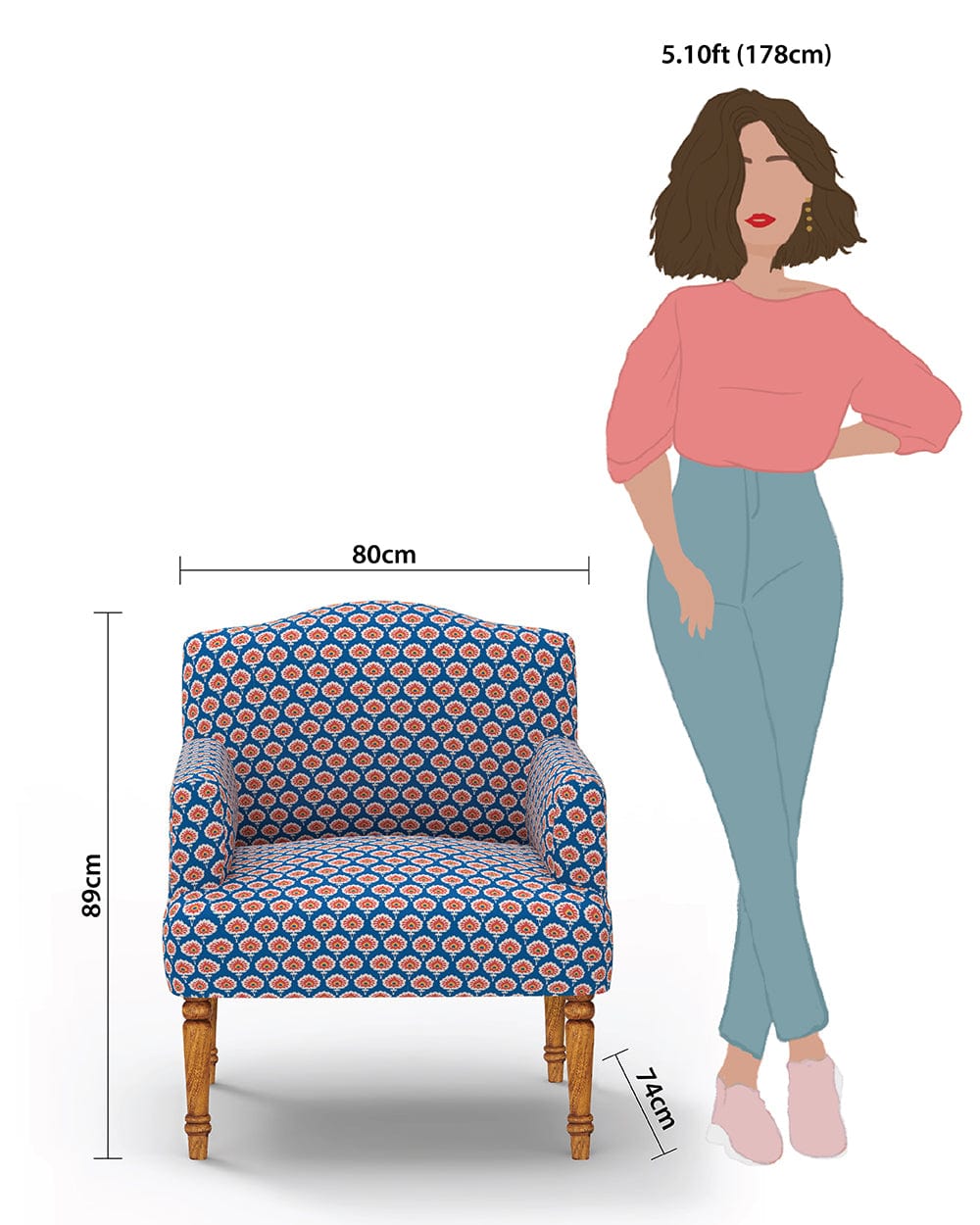 Chumbak Nawaab Arm Chair - Blue Ikkat