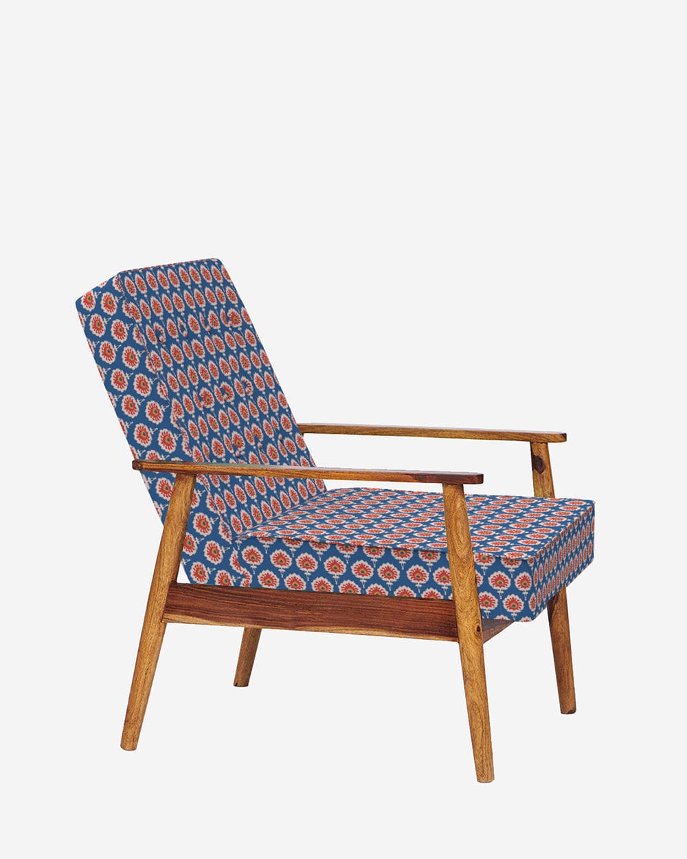 Chumbak Memsaab Arm Chair - Blue Ikkat