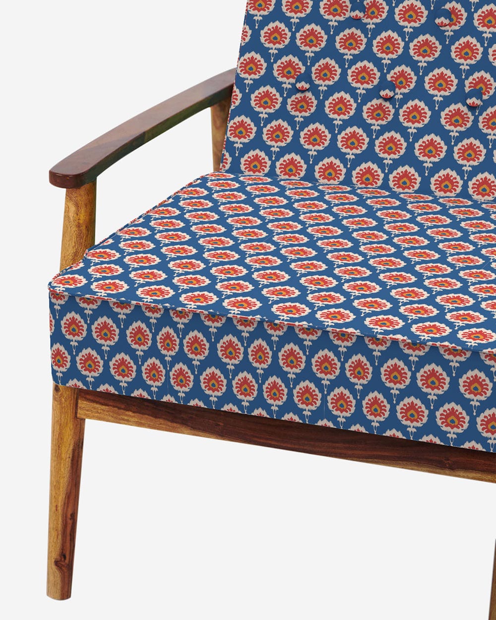 Chumbak Memsaab Arm Chair - Blue Ikkat