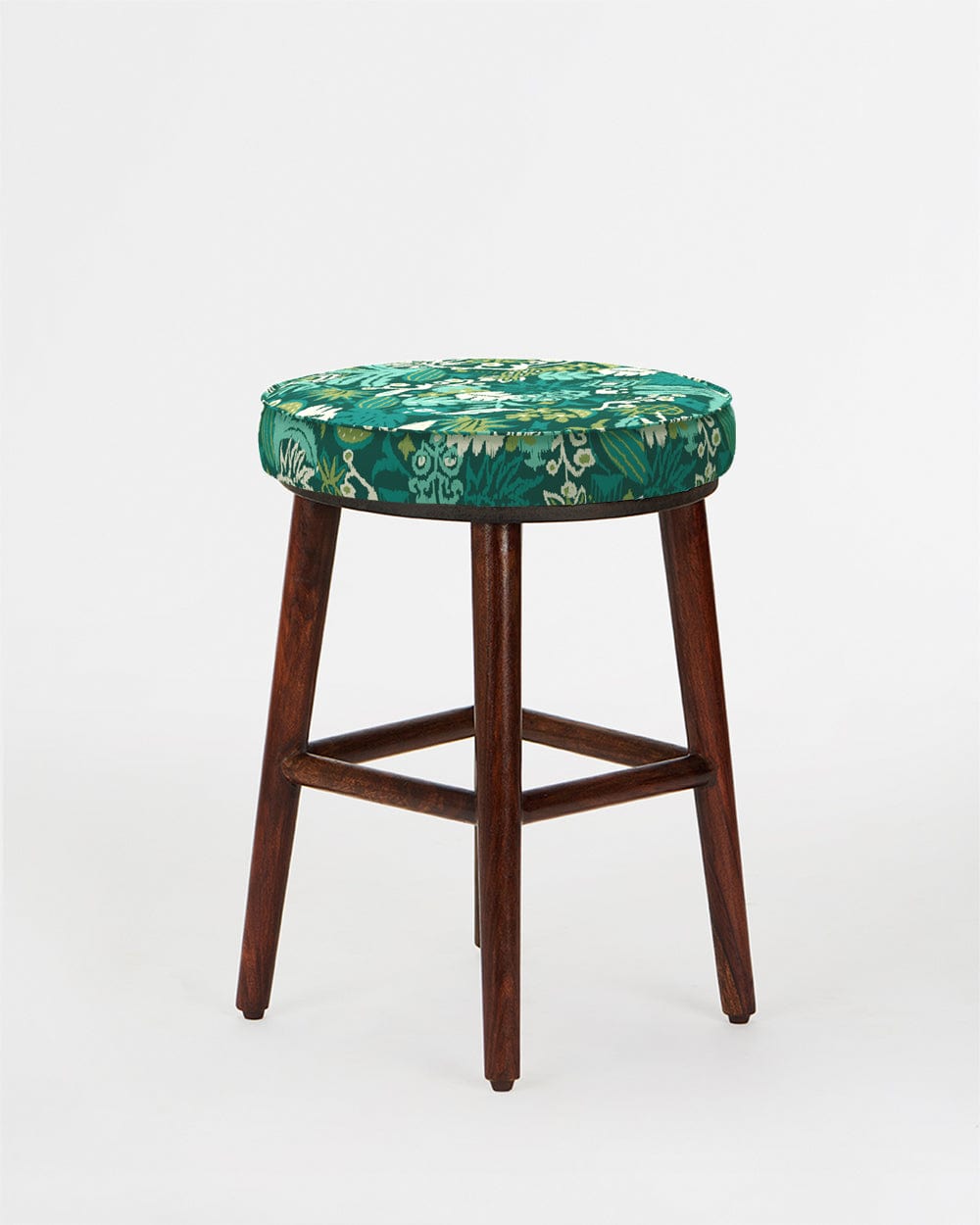 Chumbak English Cafe Stool - Tropical Ikkat Green