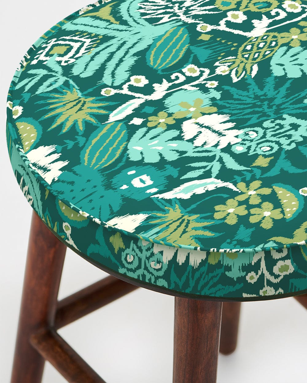 Chumbak English Cafe Stool - Tropical Ikkat Green