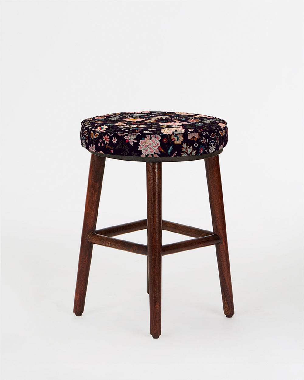 Chumbak English Cafe Stool - Bohemian Paisleys Black