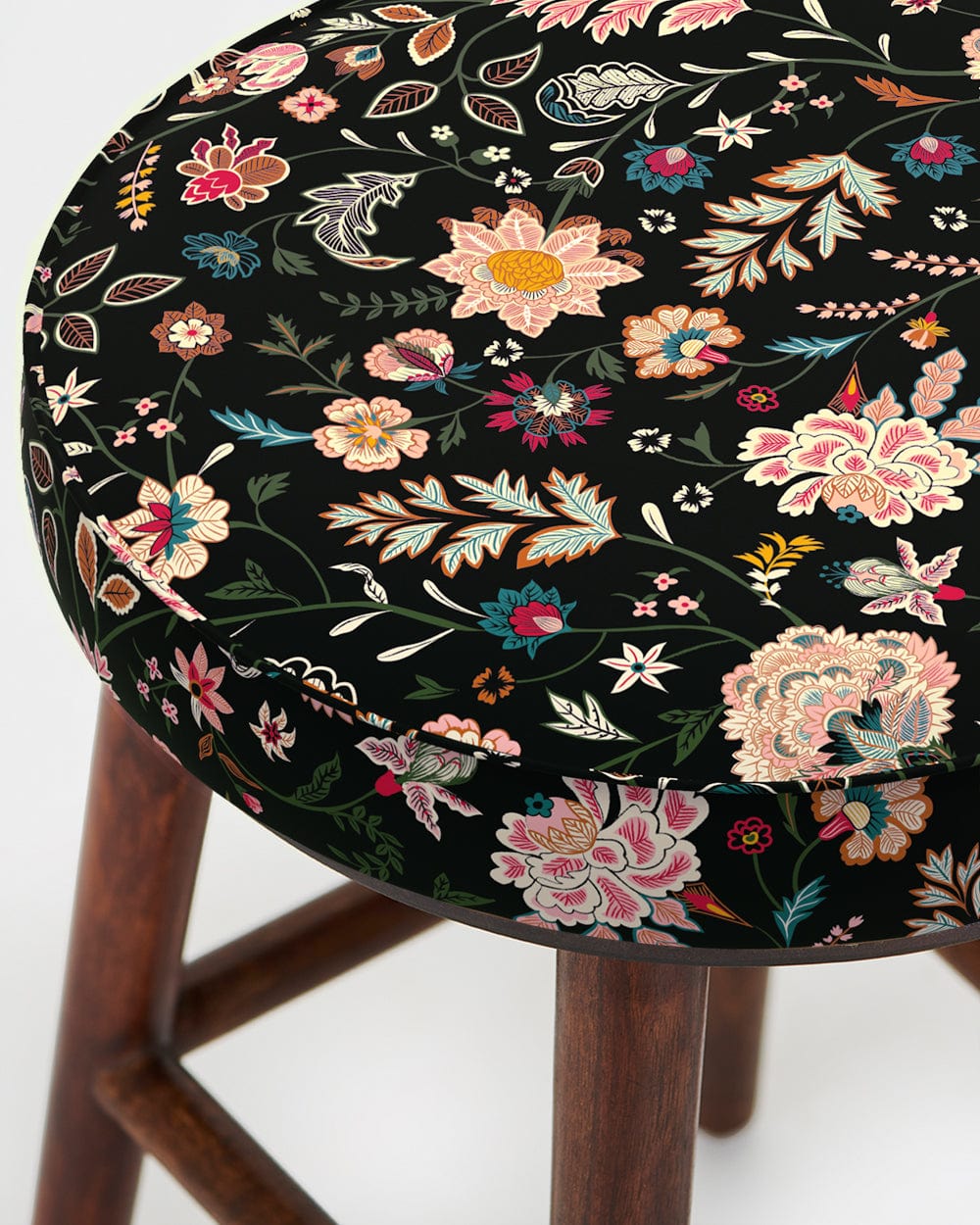 Chumbak English Cafe Stool - Bohemian Paisleys Black