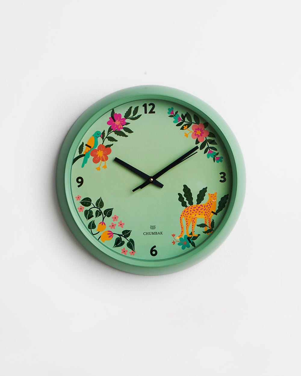 Chumbak Chumbak Tropical Jungle Wall Clock - Teal rim