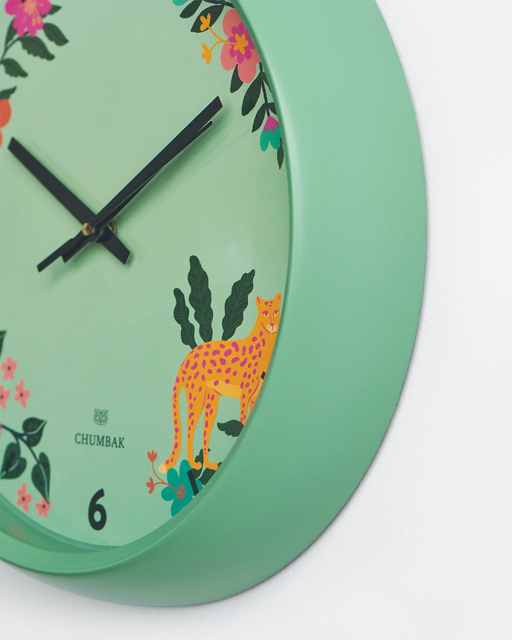 Chumbak Chumbak Tropical Jungle Wall Clock - Teal rim