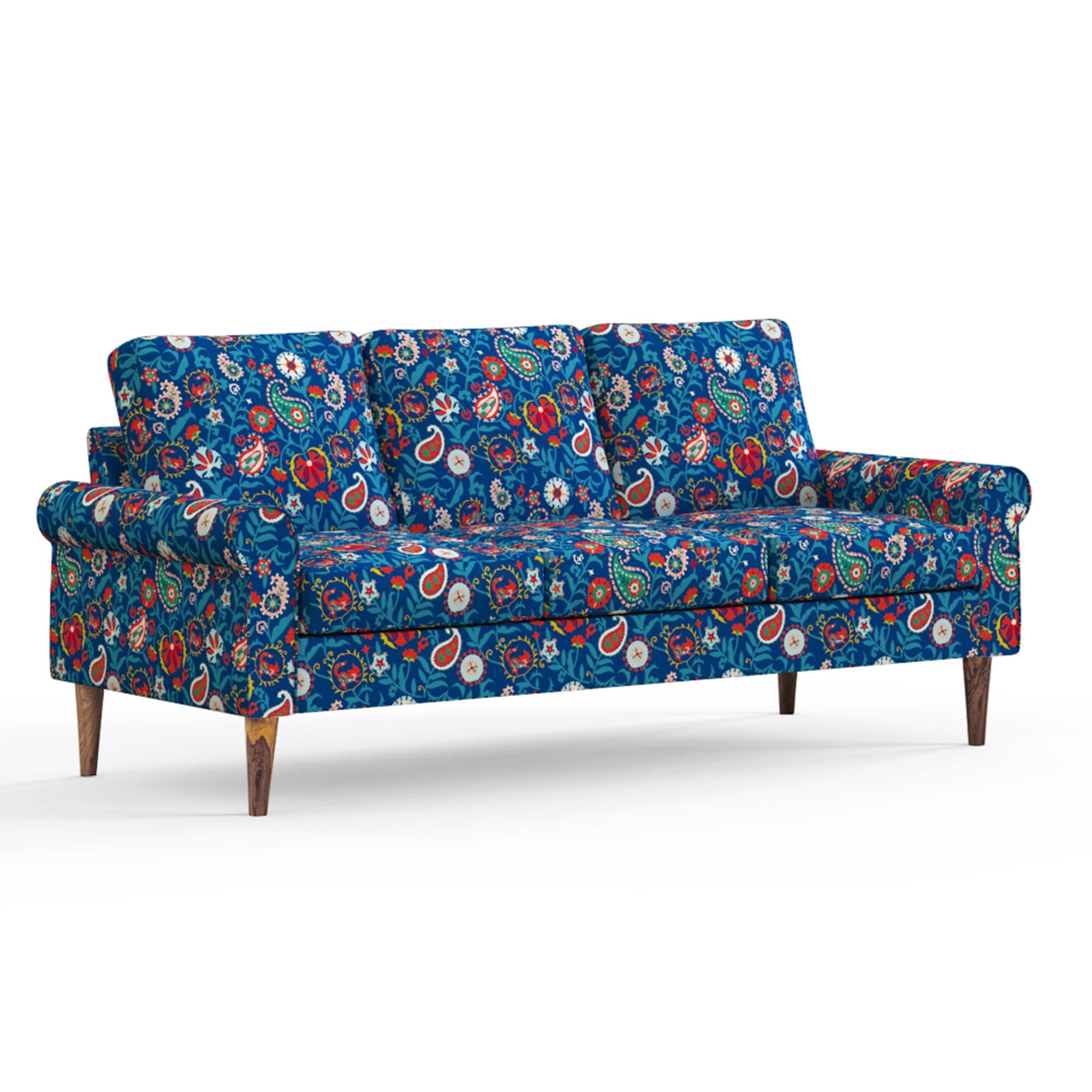 Chumbak Colonial Couch 3 Seater India Paisleys Blue