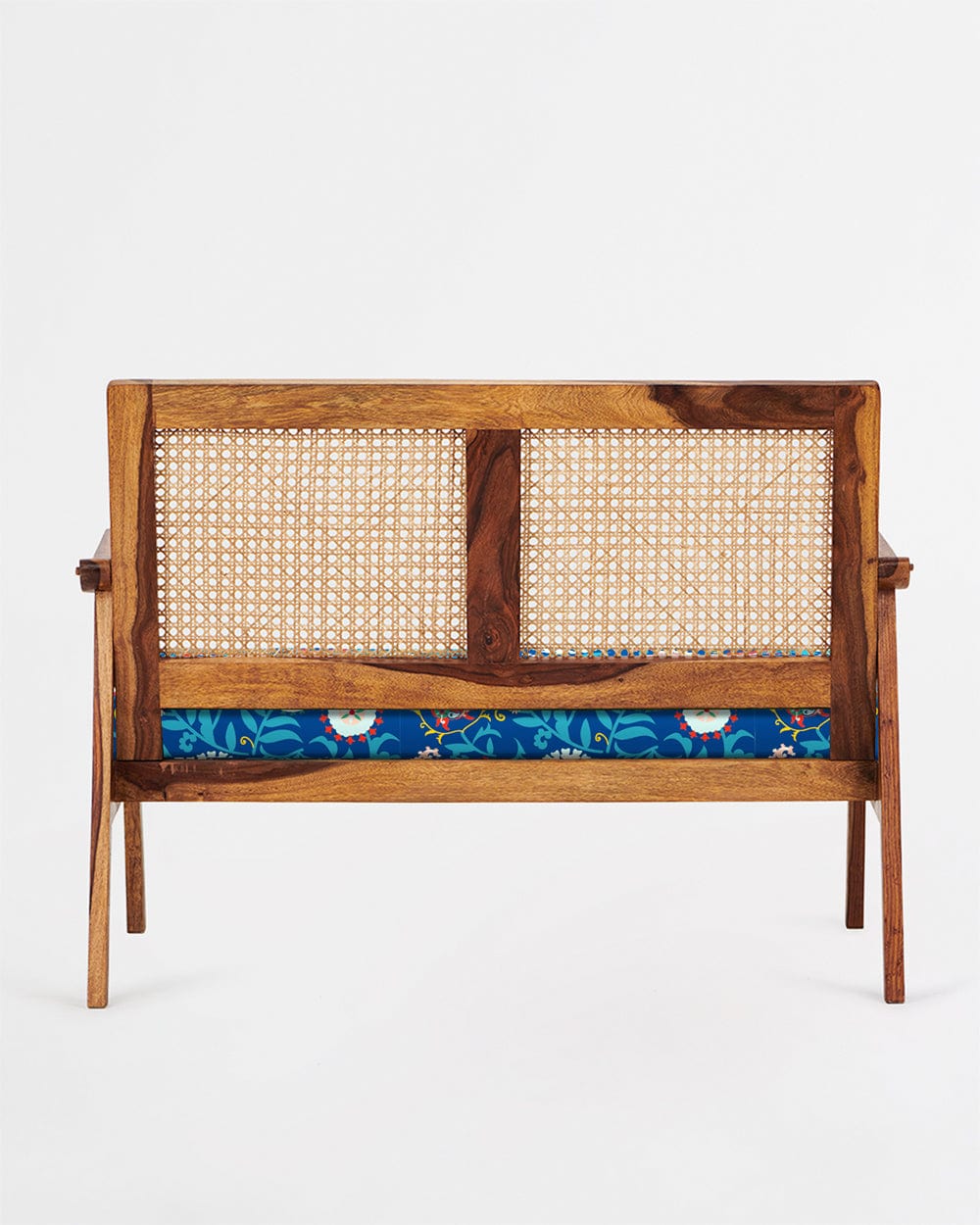 Chumbak French Rattan Love Seat India Paisleys Blue